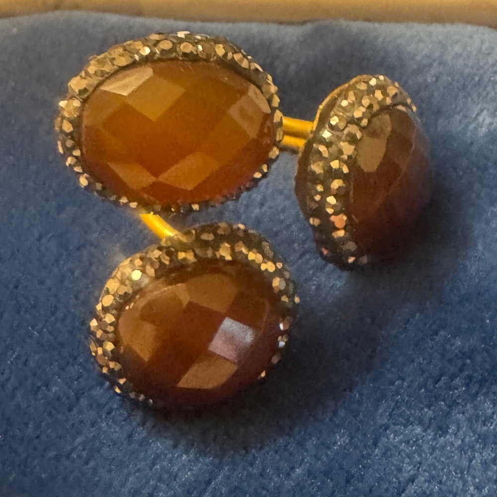 Modern Artisan Faceted 3 Stone Ring Adjustable size 7